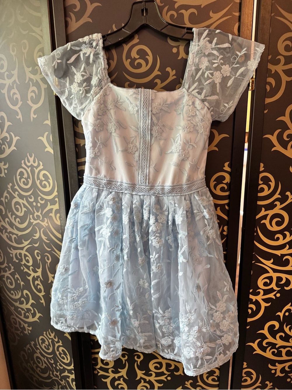 Haute Hippie Pale Blue Floral Lace Girls' Party Dress